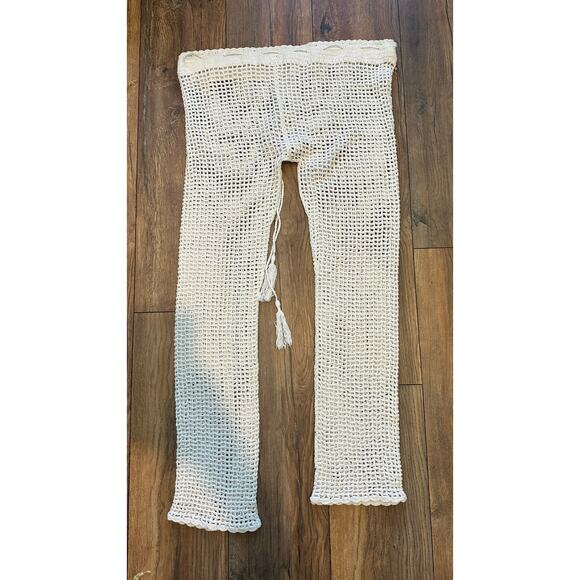 Andi Bagus Bingin Beach Pant cream stacked crochet pants swim coverup Womans S/M - Picture 10 of 11